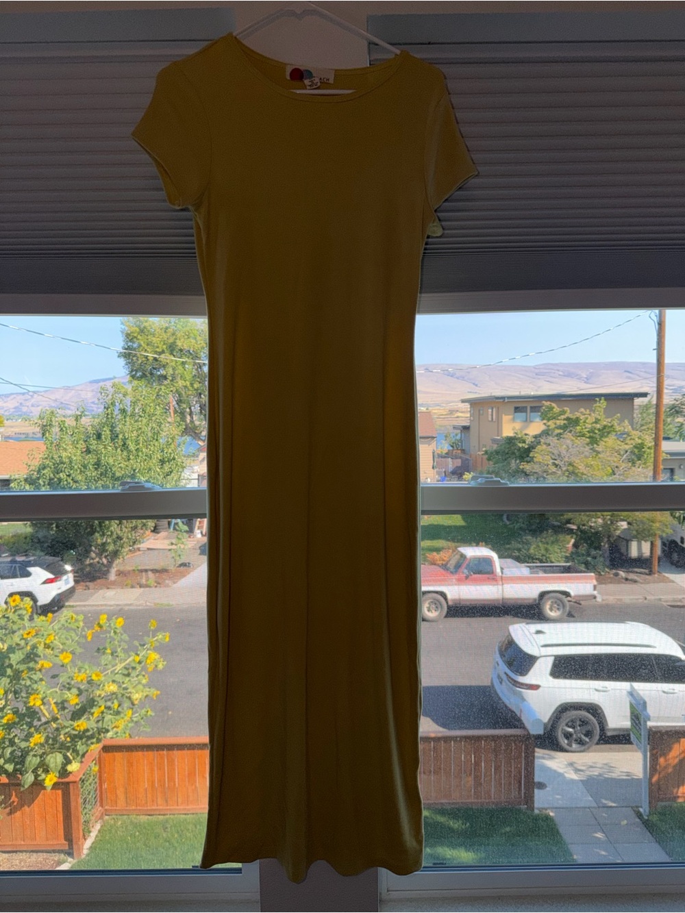 Free People Mustard Yellow Short Sleeve Maxi Dress